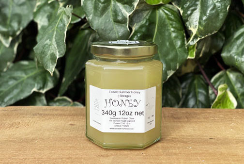 Jar of delicious raw Essex Summer Borage Honey